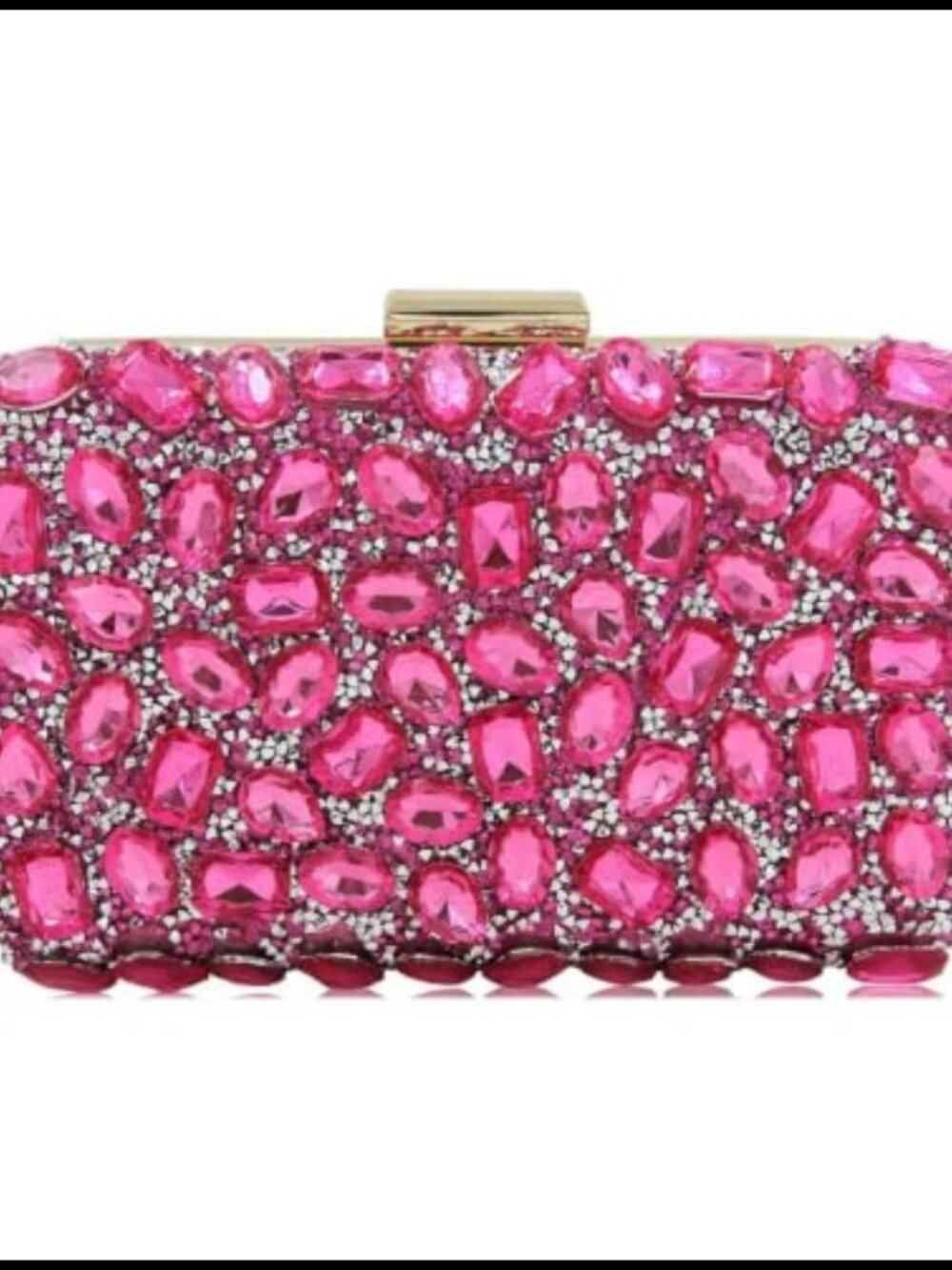Crystal Gemstone Evening Clutch Gold Metal Frame Clasp Wedding Prom Bag